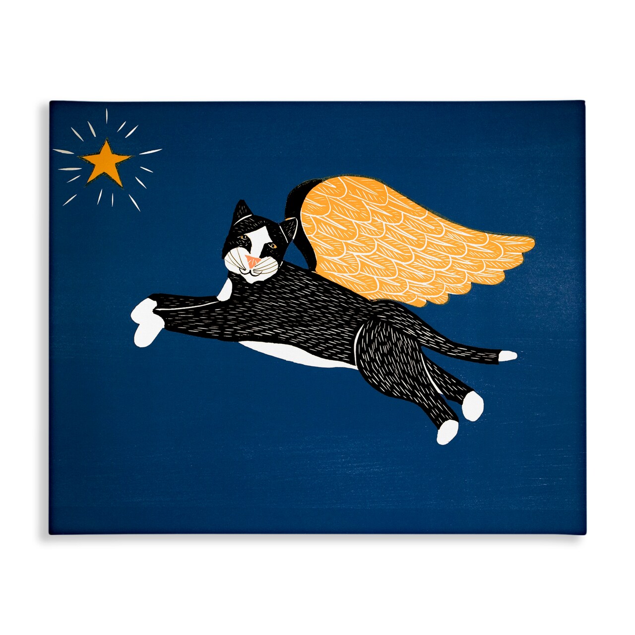 Stupell Industries Angel Cat with Star Canvas, design by Stephen Huneck